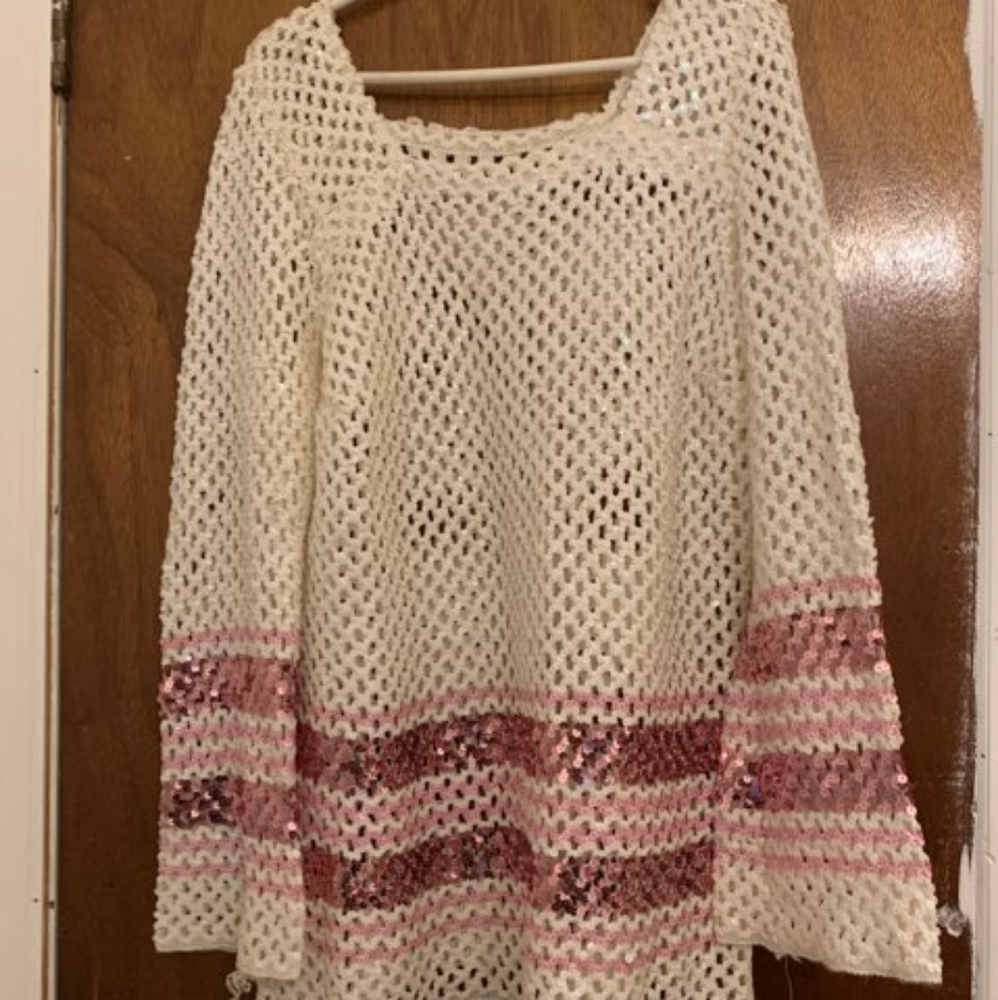 Long sleeve, custom made, beaded top
